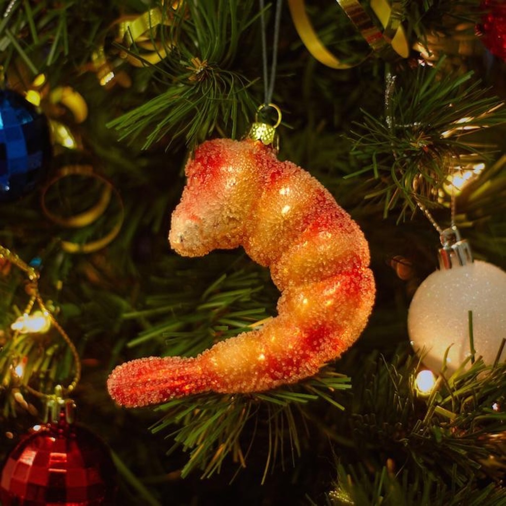 CODY FOSTER GLASS COCKTAIL SHRIMP ORNAMENT NWOT